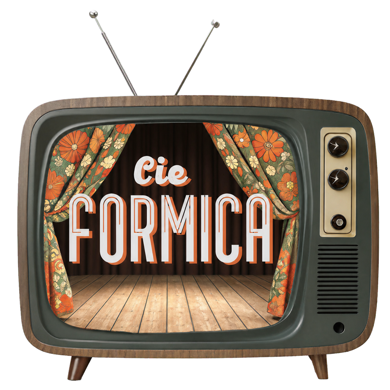 Logo de la Compagnie Formica, dans un téléviseur rétro